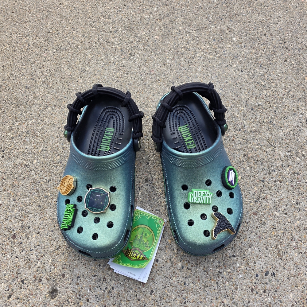 Kids Metallic Green Clog Shoes with Charms - Crocs Style 7